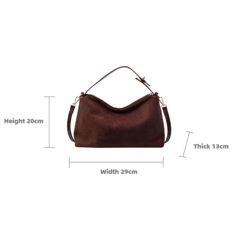 Retro Suede-Style Hobo Shoulder Bag for Women