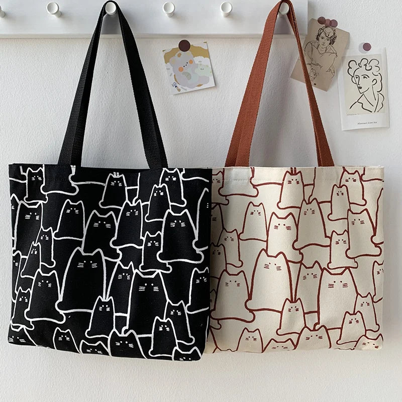 Cute Cat Canvas Tote Bag
