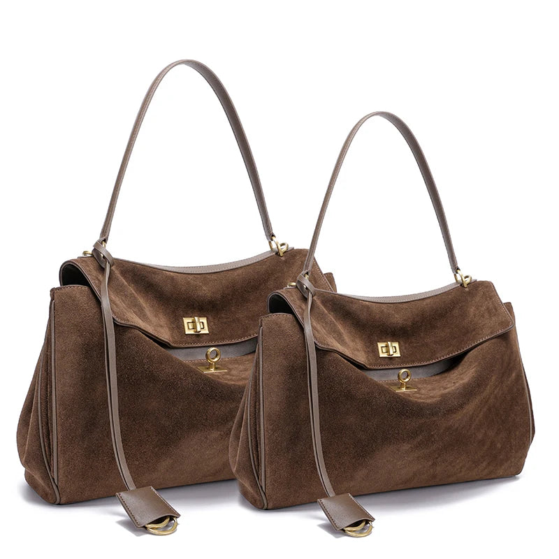 Luxury Genuine Suede Leather Shoulder Bag for Women