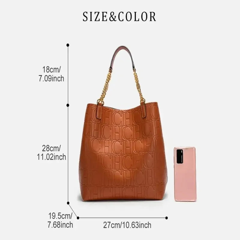 Luxury Embossed Chain Tote Bag