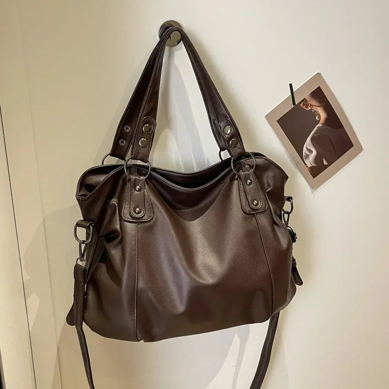 Large PU Leather Hobo Shoulder Bag for Women