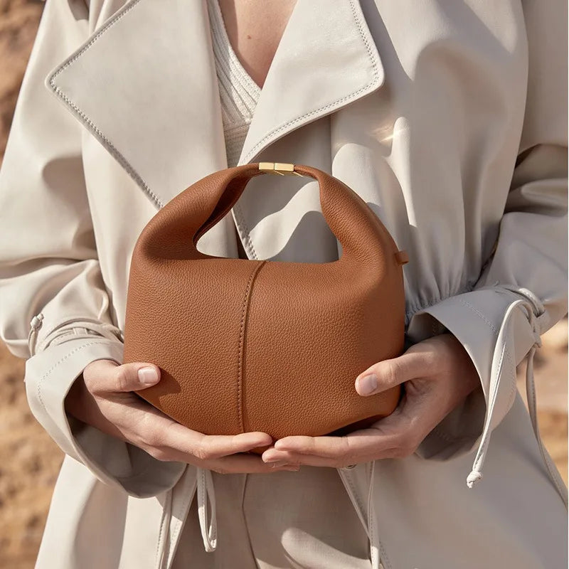 Minimalist Leather Lock Handbag