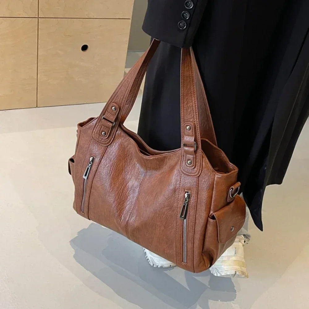 Large PU Leather Hobo Shoulder Bag for Women