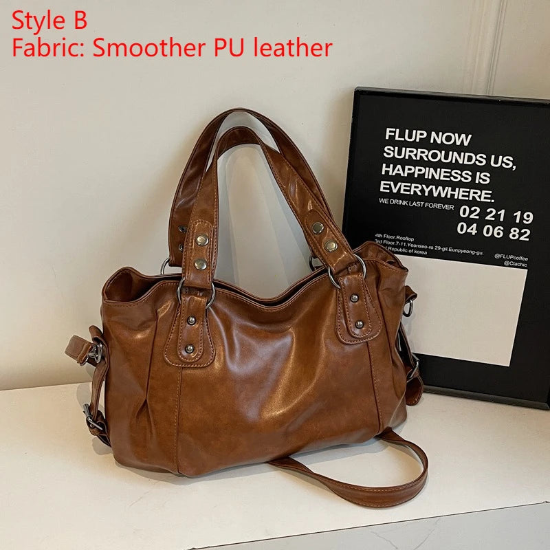 Large PU Leather Hobo Shoulder Bag for Women