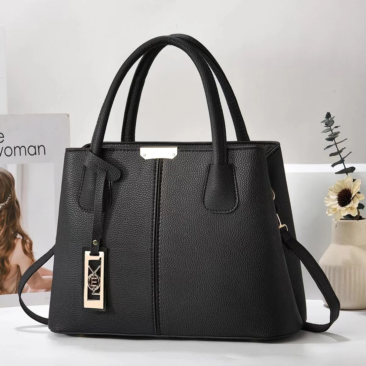 Elegant Structured Leather Tote Bag for Women