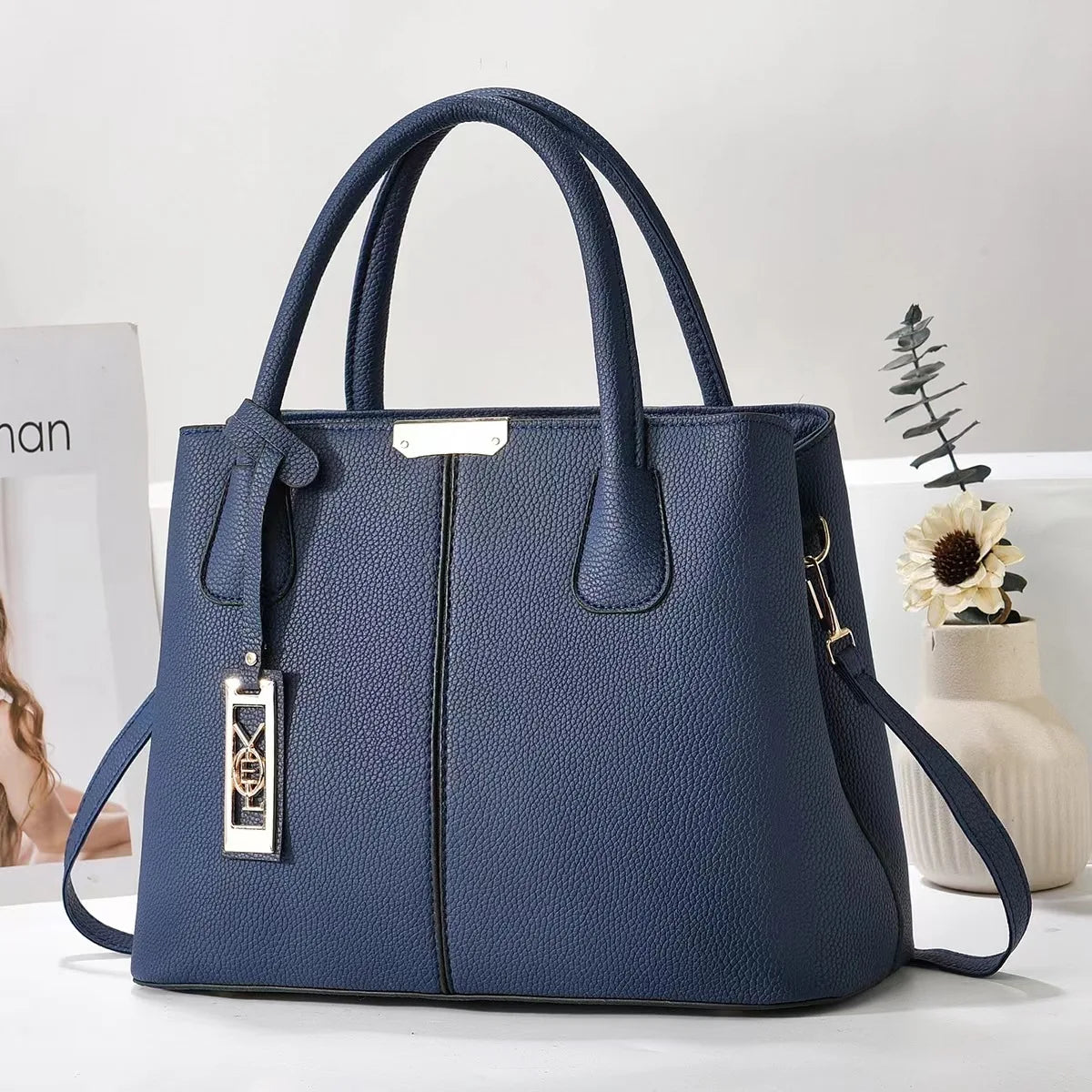 Elegant Structured Leather Tote Bag for Women