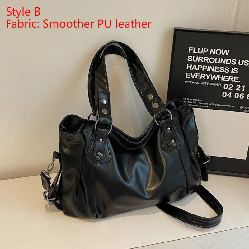 Large PU Leather Hobo Shoulder Bag for Women