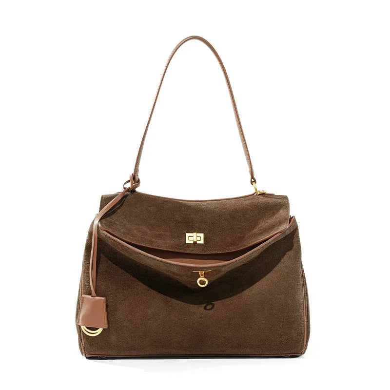 Luxury Genuine Suede Leather Shoulder Bag for Women