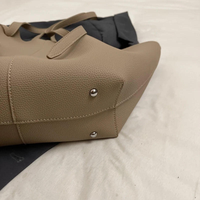 Minimalist Soft Leather Shoulder Tote