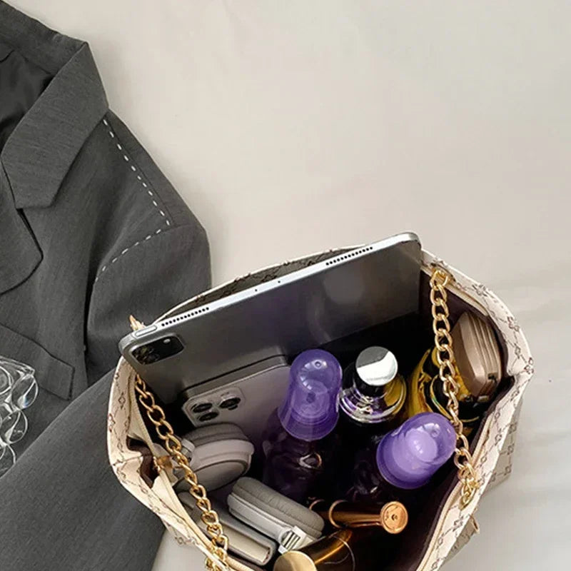 Luxury Printed Chain-Handle Shoulder Tote Bag for Women