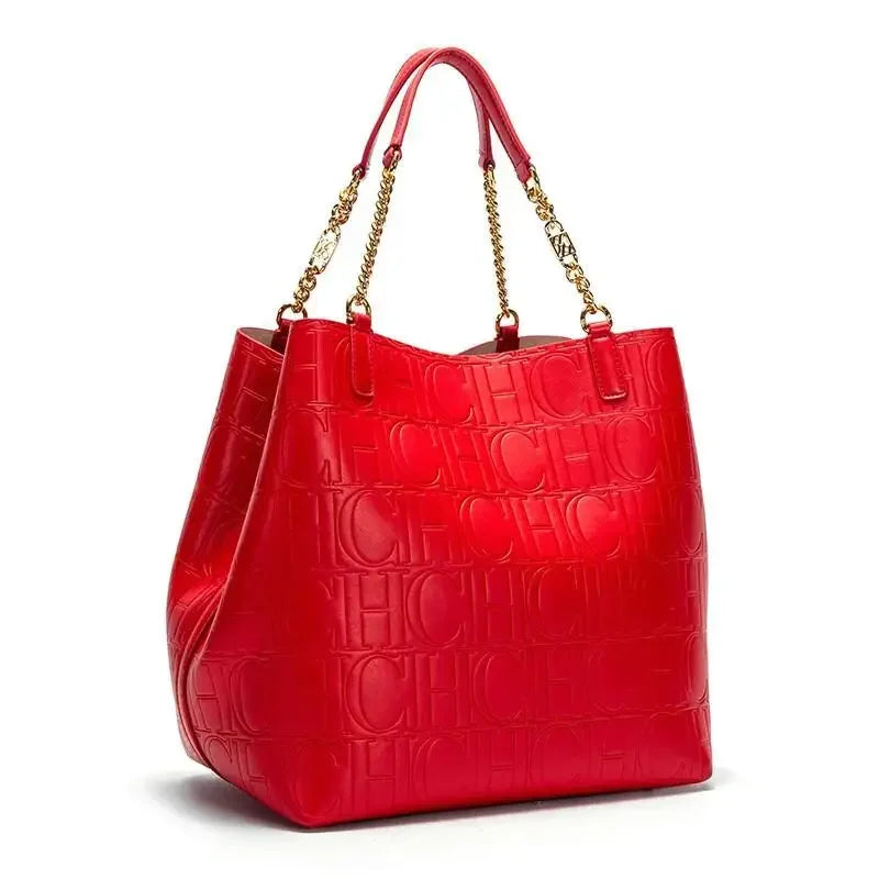 Luxury Embossed Chain Tote Bag