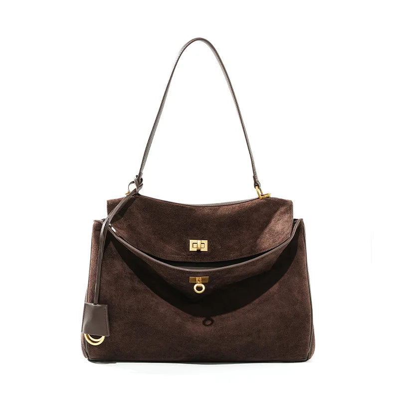 Luxury Genuine Suede Leather Shoulder Bag for Women