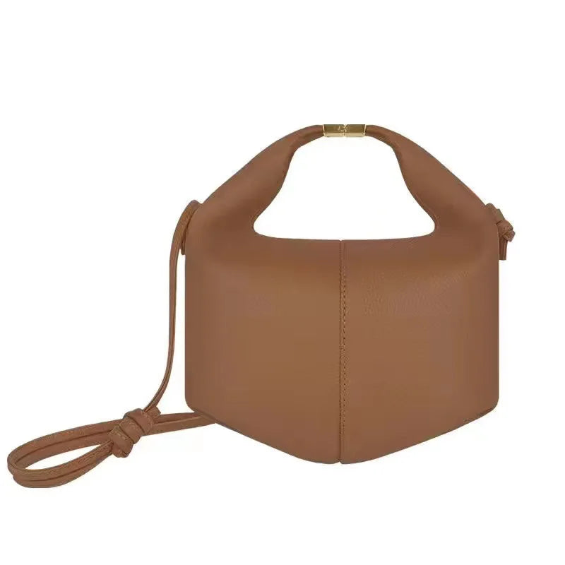 Minimalist Leather Lock Handbag