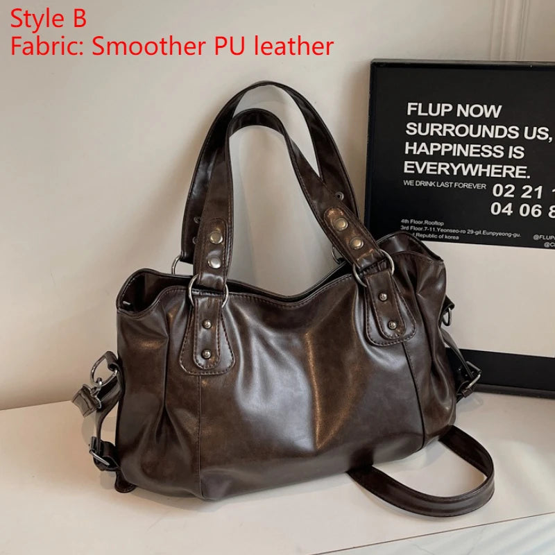 Large PU Leather Hobo Shoulder Bag for Women