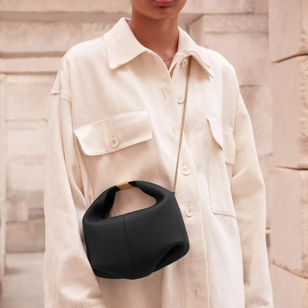 Minimalist Leather Lock Handbag