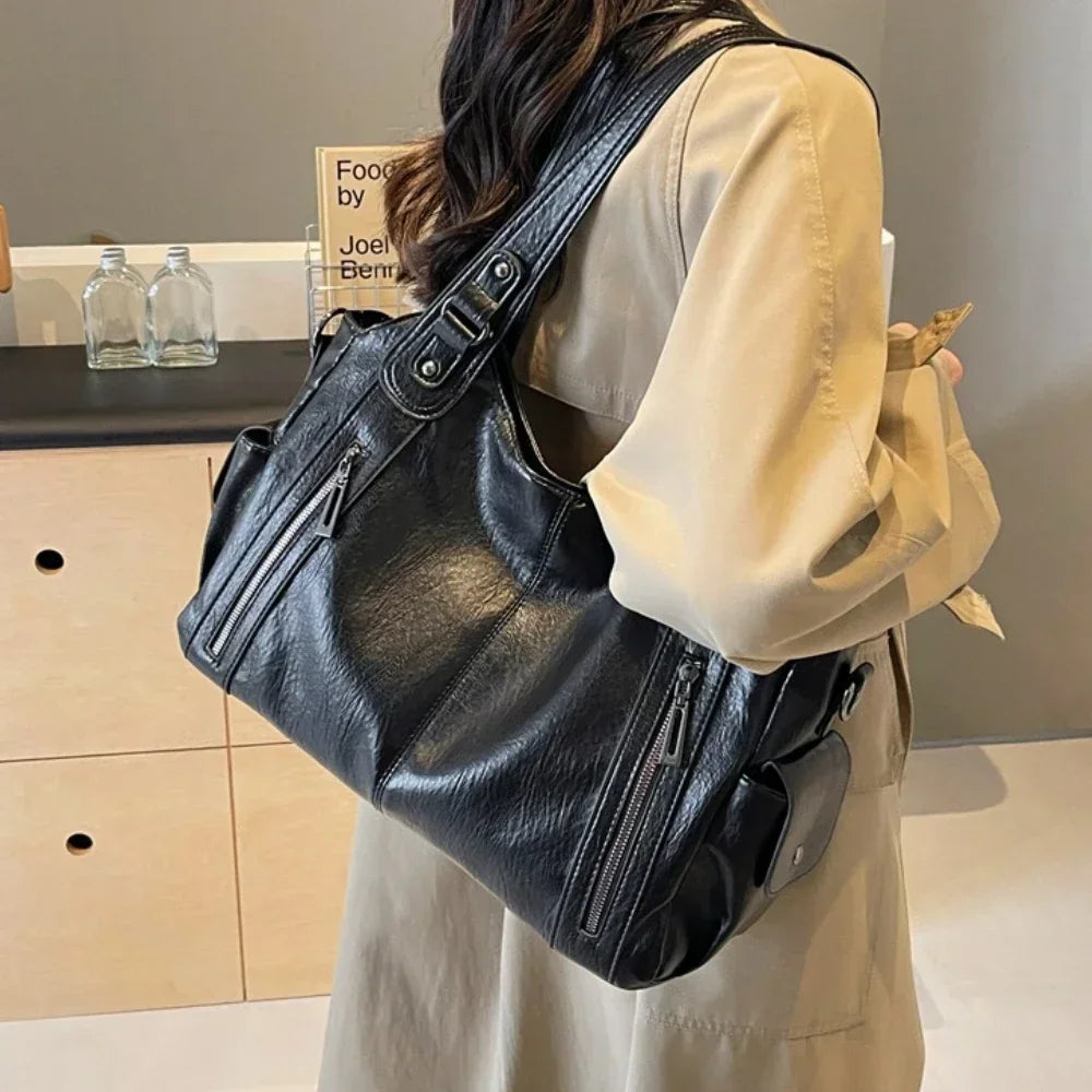 Large PU Leather Hobo Shoulder Bag for Women