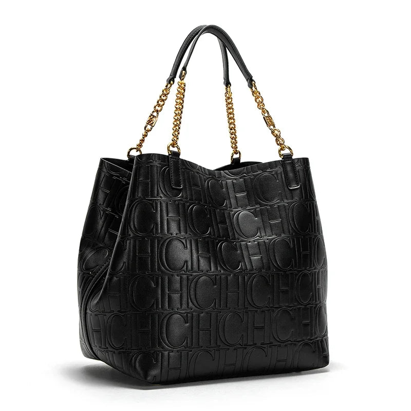 Luxury Embossed Chain Tote Bag