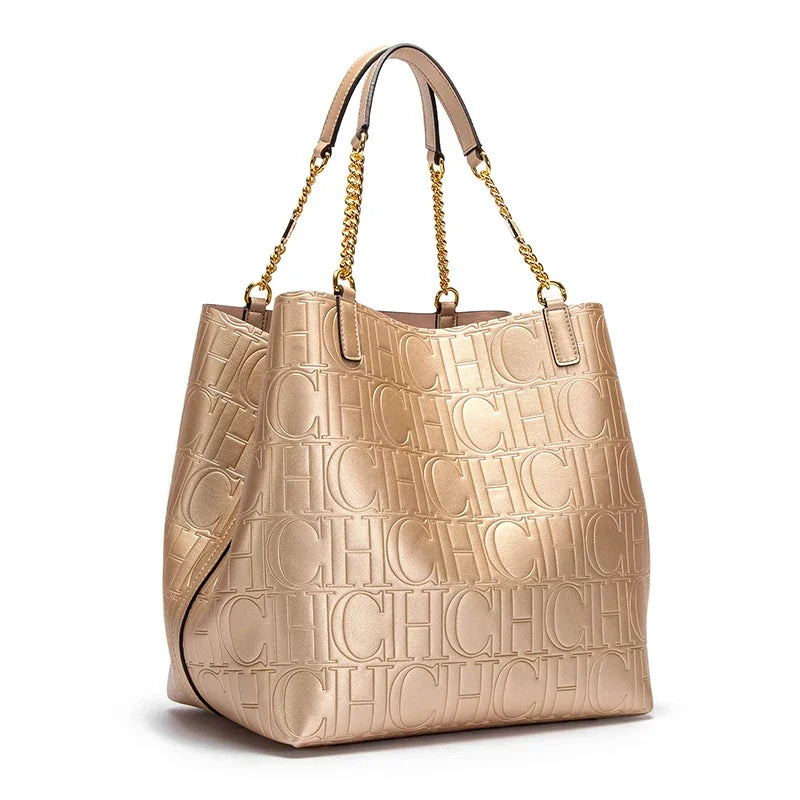 Luxury Embossed Chain Tote Bag