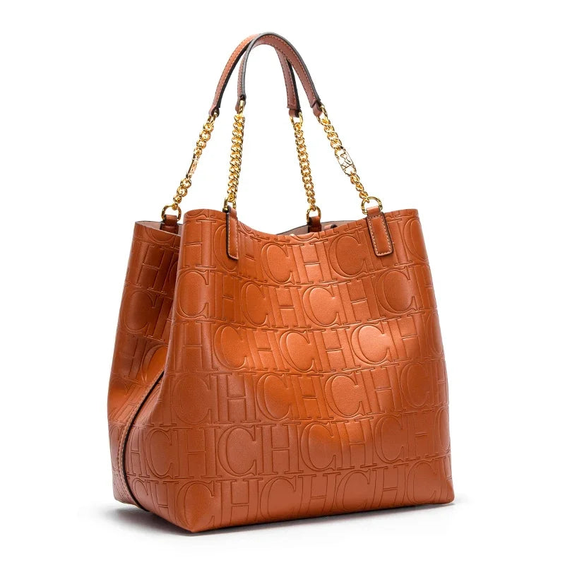 Luxury Embossed Chain Tote Bag